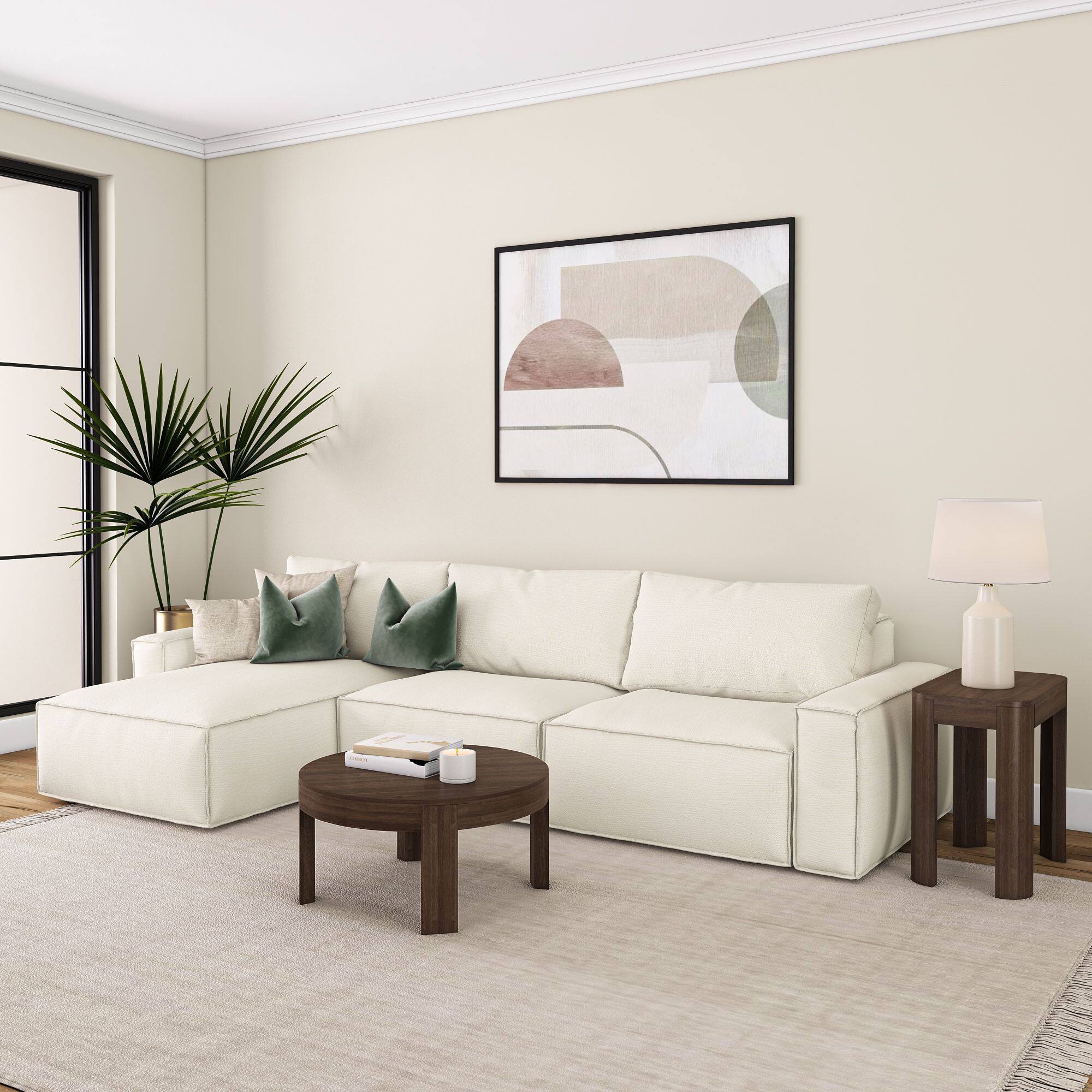 Alt View 5. Plank+Beam - Contour Round Coffee Table (30in x 30in / 762mm x 762mm), Walnut - Walnut.