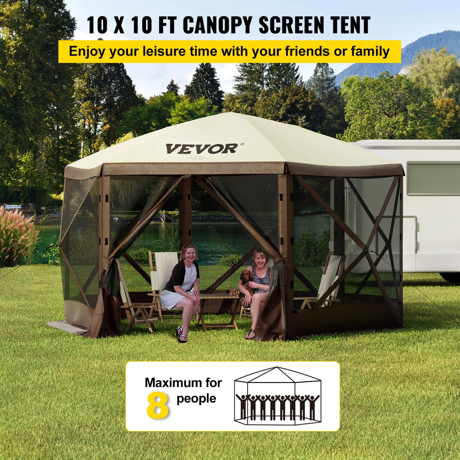 10 X 10 FT CANOPY SCREEN TENT
Enjoy your leisure time with your friends or family
Maximum for 8 people