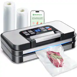 Beelicious - 95Kpa Powerful Vacuum Sealer, Food Sealer with 10-in-1 Functions,Double Heat Seal & Pump - Silver