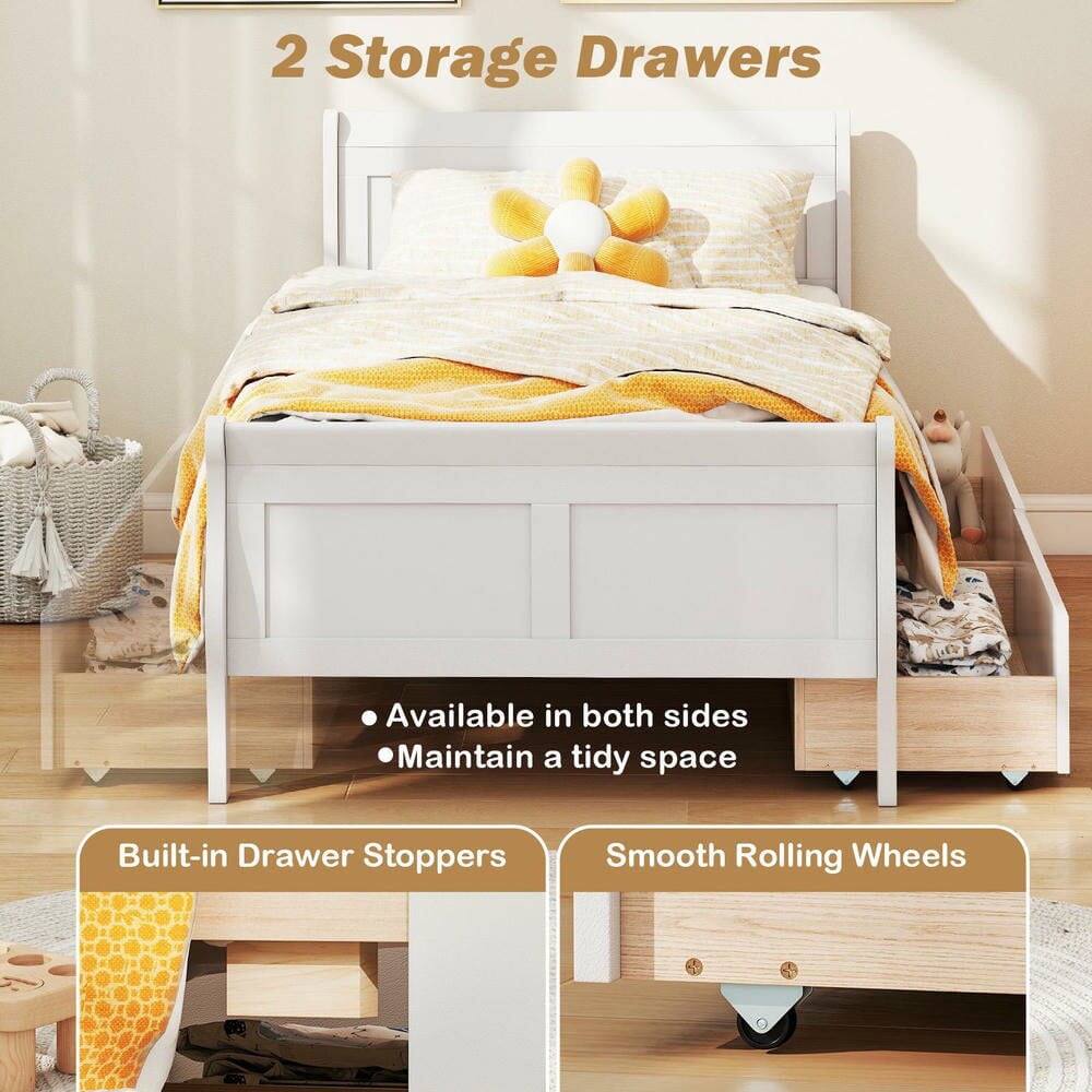 2 Storage Drawers

- Available in both sides
- Maintain a tidy space

Built-in Drawer Stoppers

Smooth Rolling Wheels