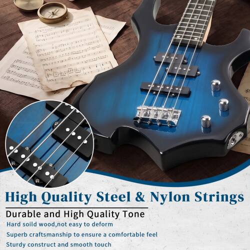 High Quality Steel & Nylon Strings  
Durable and High Quality Tone  
Hard solid wood, not easy to deform  
Superb craftsmanship to ensure a comfortable feel  
Sturdy construct and smooth touch