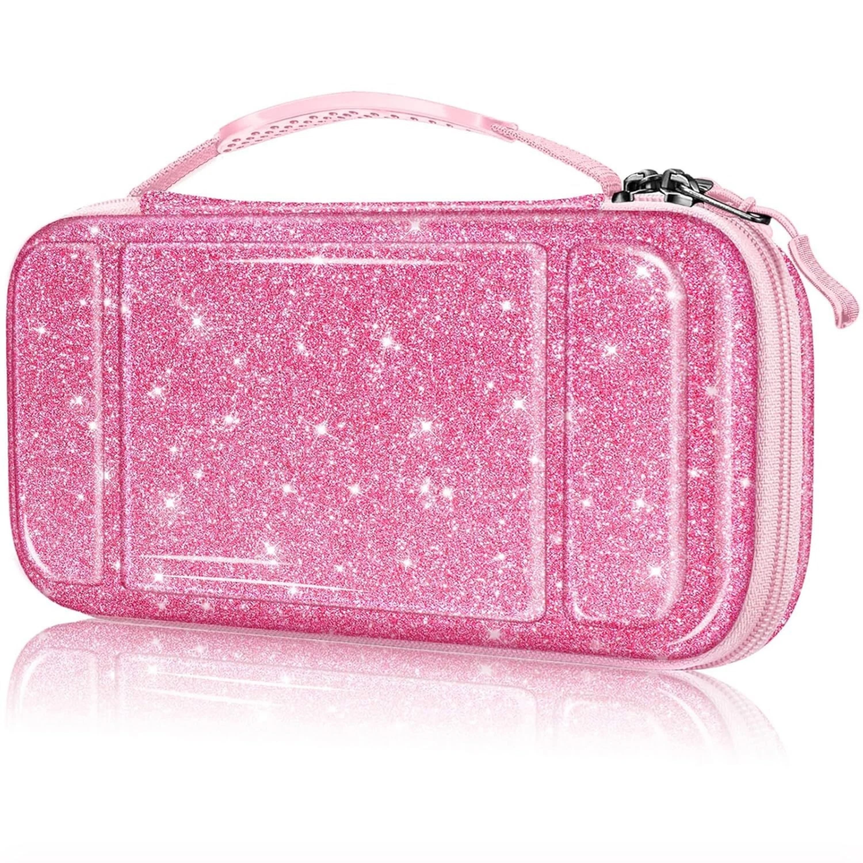 Kitcheniva - Portable Protective Case For Nintendo Switch Lite With Card Slots - Glittering Pink