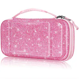 Kitcheniva - Portable Protective Case For Nintendo Switch Lite With Card Slots - Glittering Pink