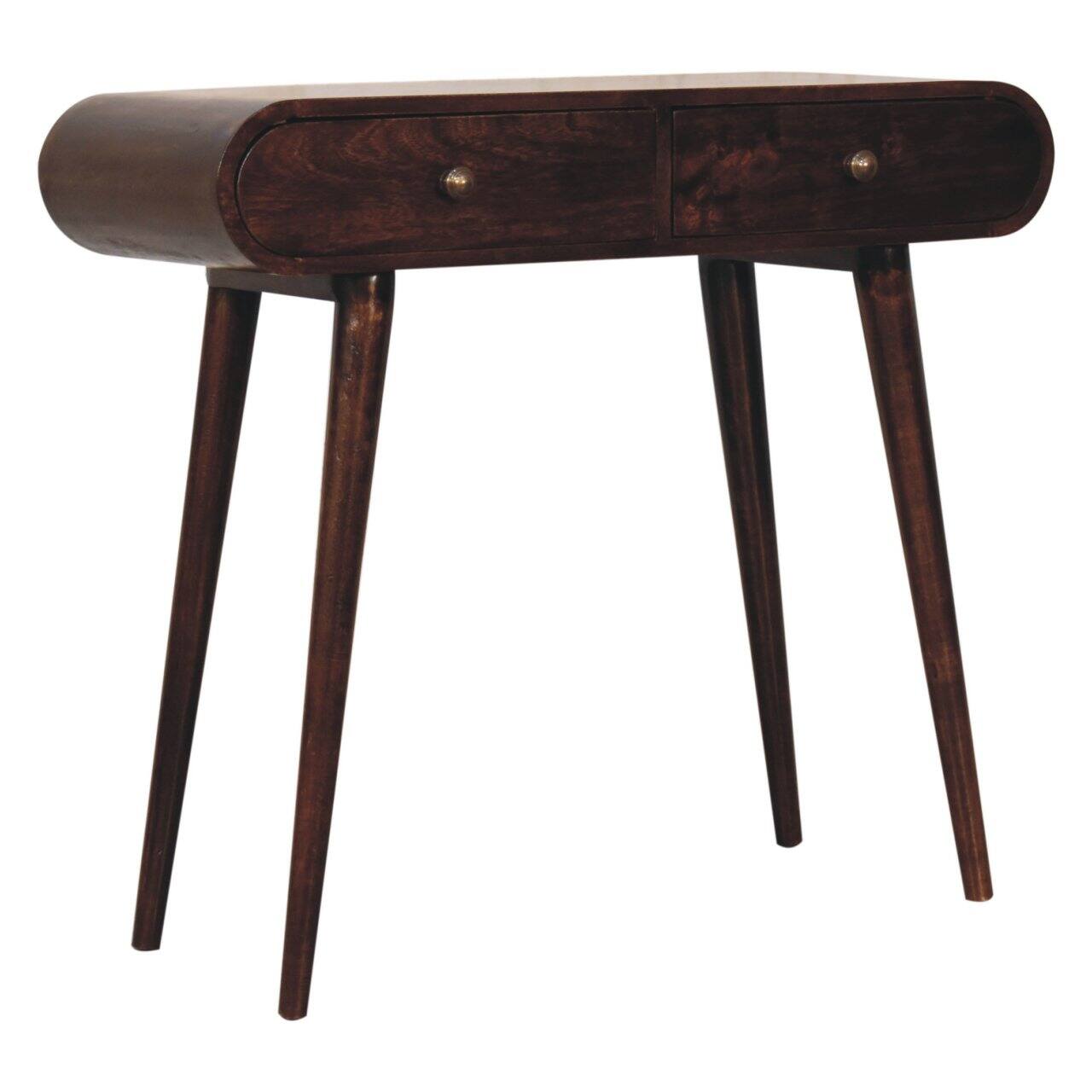 Left. Artisan Furniture - Artisan Furniture Solid Wood California Walnut Curved Edge Console Table, 2 Drawer - Brown.