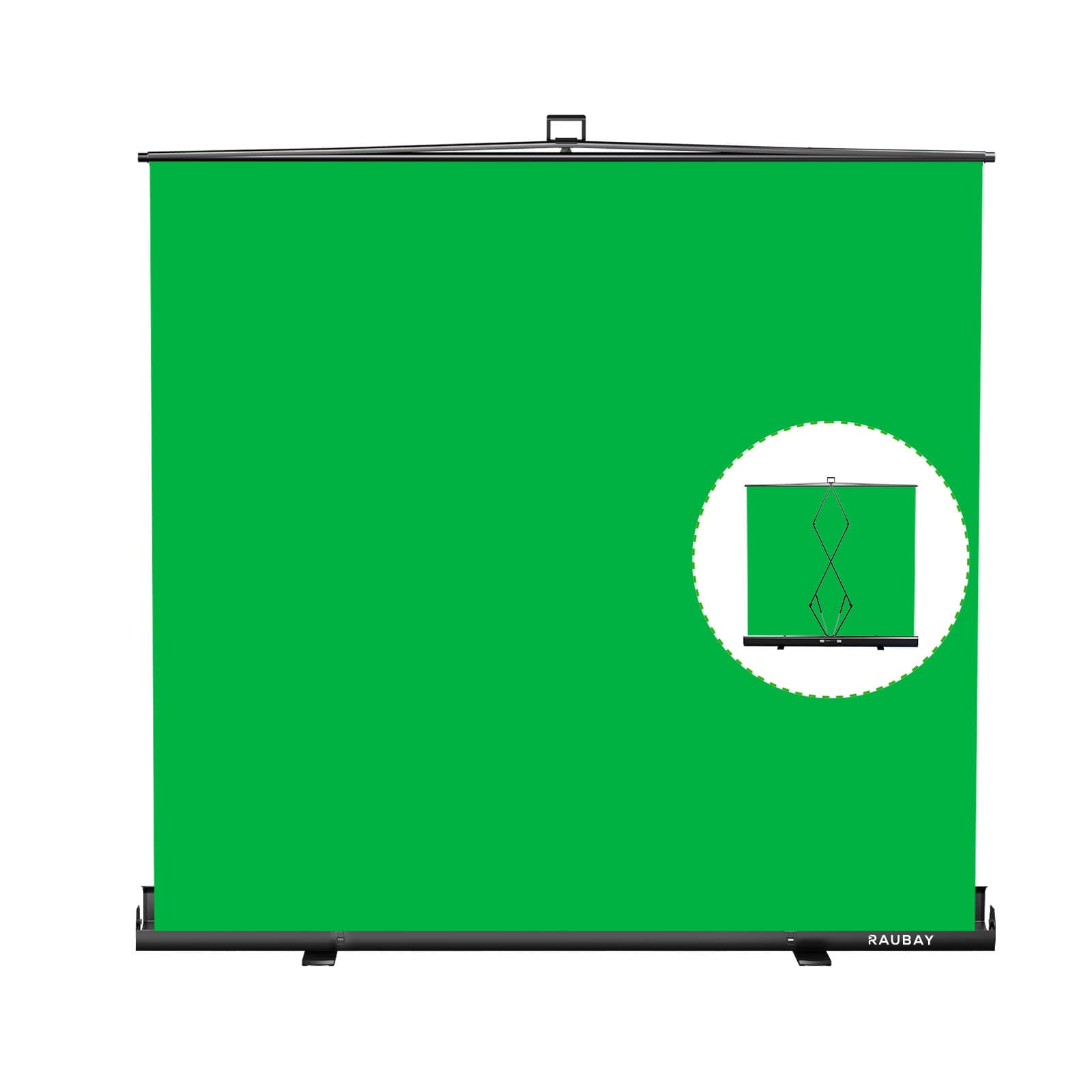 RAUBAY - 6.6′x 6.9′ Collapsible Screen Backdrop Portable Retractable Chroma Key Panel Photo Background with Stand - Green