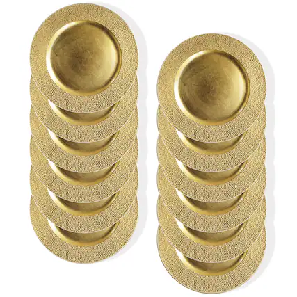 Front. American Atelier - Gold Sand Charger Plate Set- 12 Pieces - Gold.