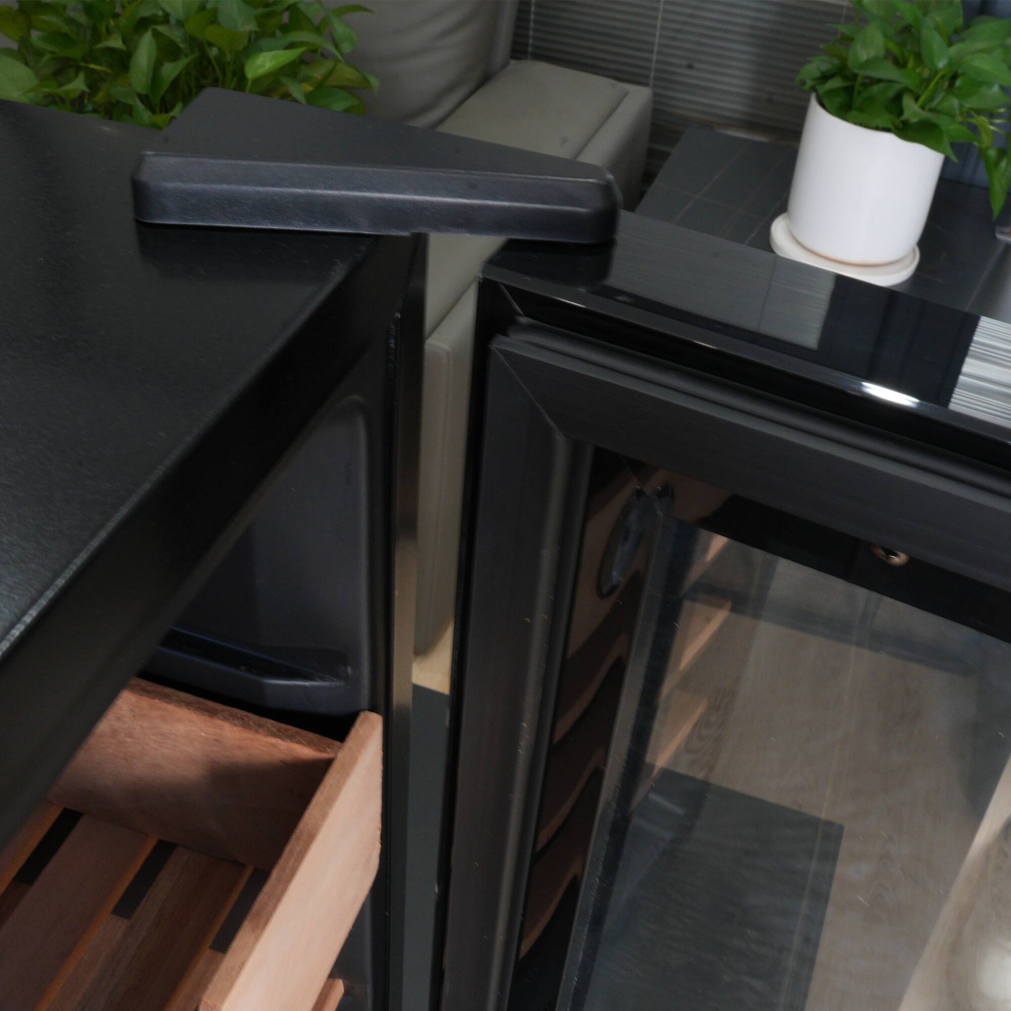 Alt View 9. KingChii - KingChii 48L Thermoelectric Cigar Humidor Cabinet for 300 Cigars, Heating & Cooling, Spanish Cedar - Black - Black.