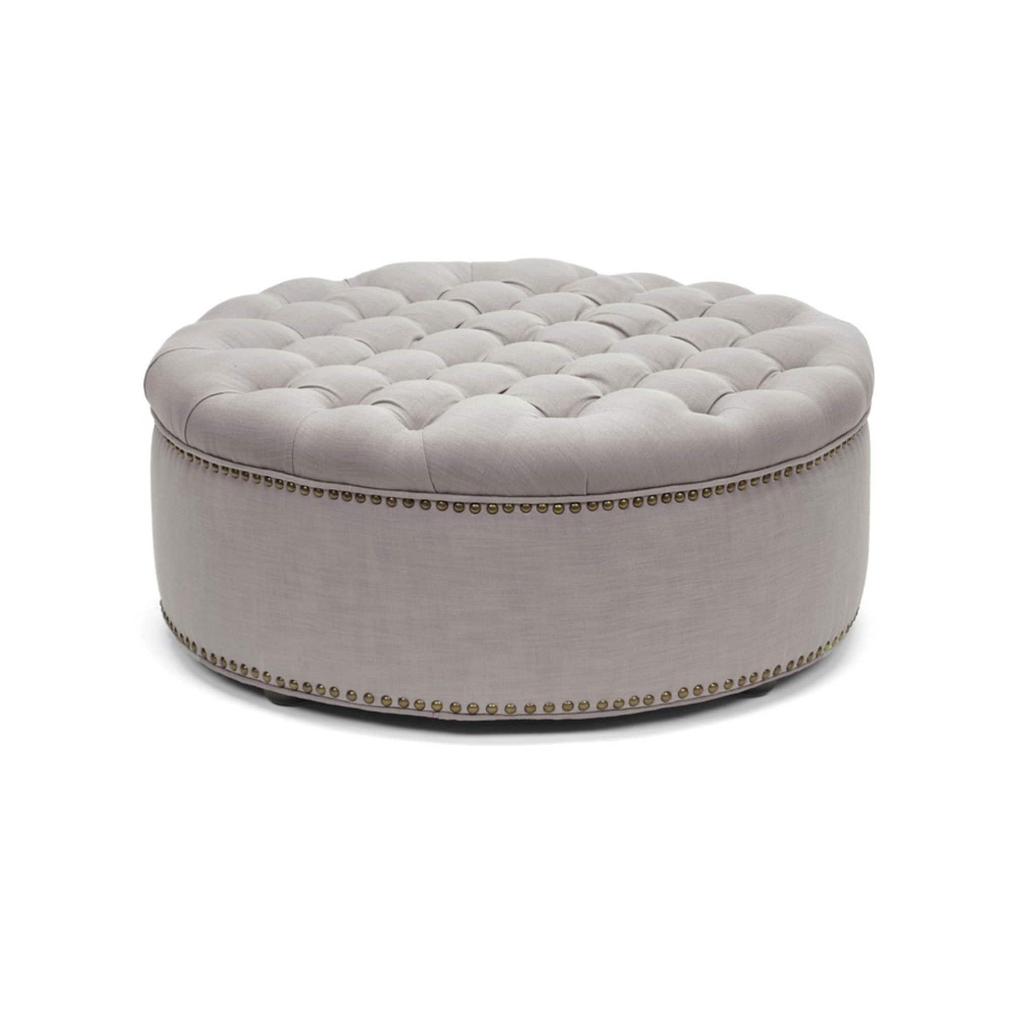 Baxton Studio - Iglehart Linen Modern Tufted Ottoman - Beige