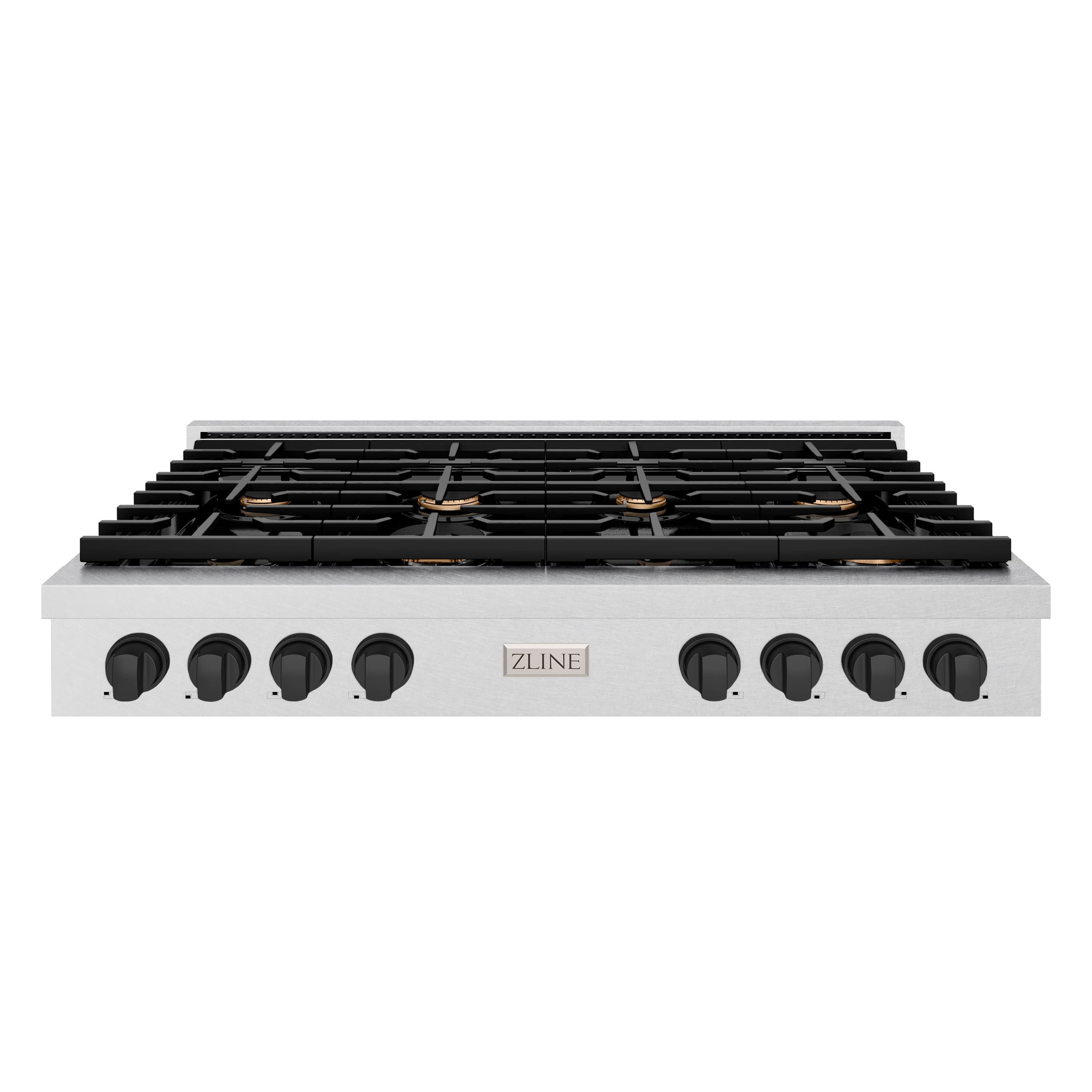 Front. ZLINE - ZLINE 48 in. Autograph Paramount Gas Rangetop with Black Accents (SRTSZ-48-MB) - Stainless Steel.