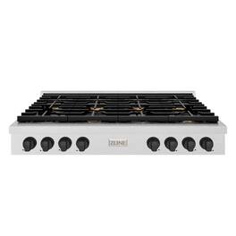 ZLINE - 48 in. Autograph Paramount Gas Rangetop with Black Accents (SRTSZ-48-MB) - Stainless Steel