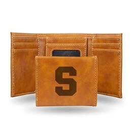 Rico Industries - Syracuse Orange Laser Engraved Brown Synthetic Leather Trifold Wallet - Multi