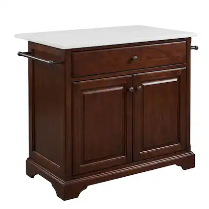Front. Crosley Furniture - Lafayette Stone Top Portable Kitchen Island/Cart - Mahogany.