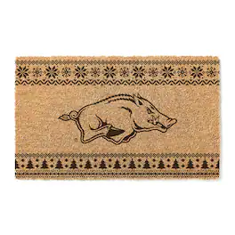 Jardine - Arkansas Razorbacks 18" x 30" Holiday Coir Doormat - Brown
