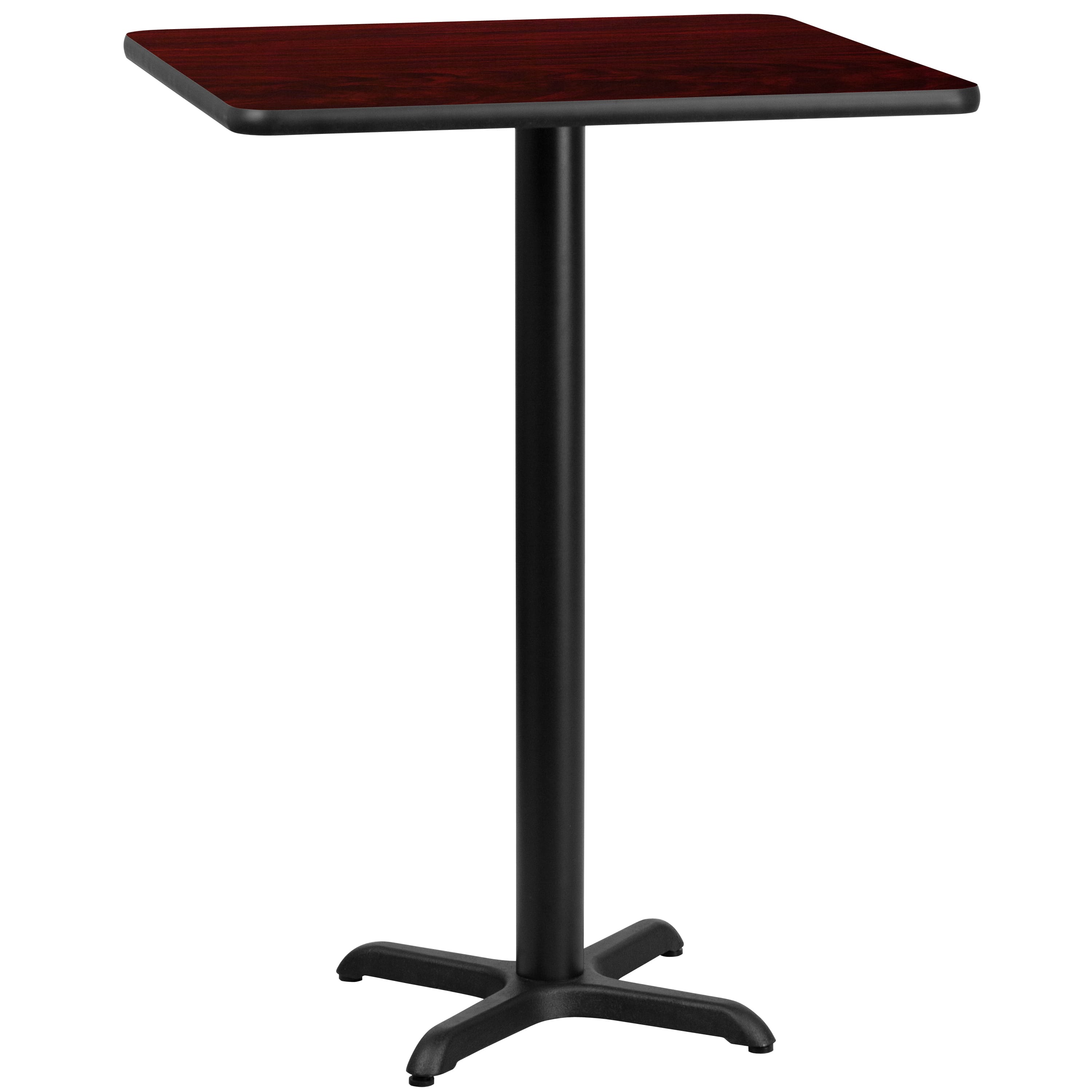 Emma + Oliver - 24" Square Laminate Table Top with 22"x22" Bar Height Table Base - Mahogany