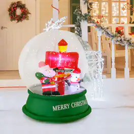 Costway - 4 FT Christmas Inflatable Santa Snow Globe Light Up Crystal Ball with Snowman - Multicolor