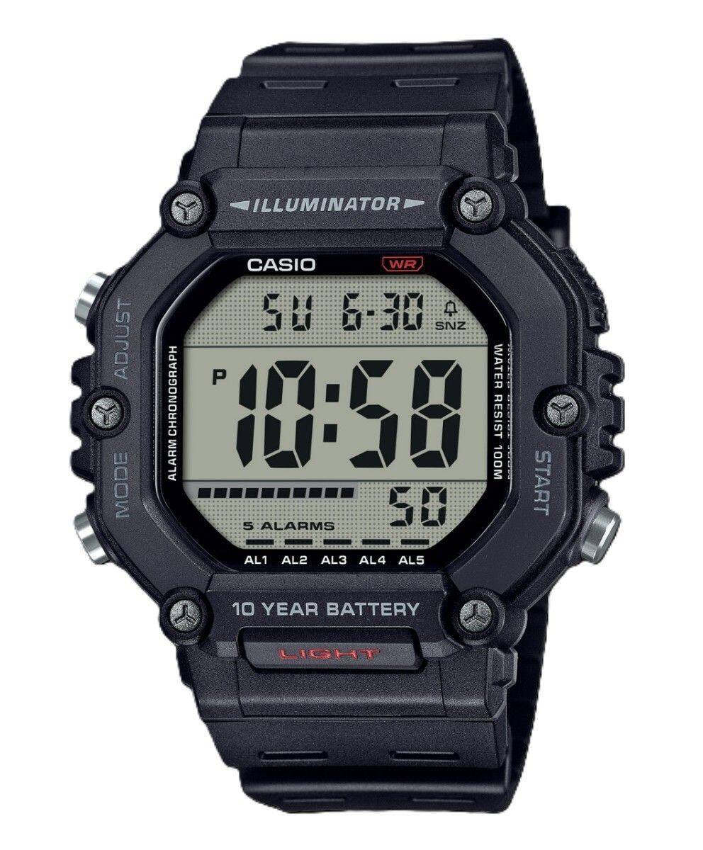 ILLUMINATOR ADJUST MODE  
CASIO WR 50  
6-30 Q SNZ  
P  
WATER CHRONOGRAPH  
1:58 RESIST  
ALARM 100M  
5 ALARMS  
AL1 AL2 AL3 AL4 AL5  
10 YEAR BATTERY  
LIGHT