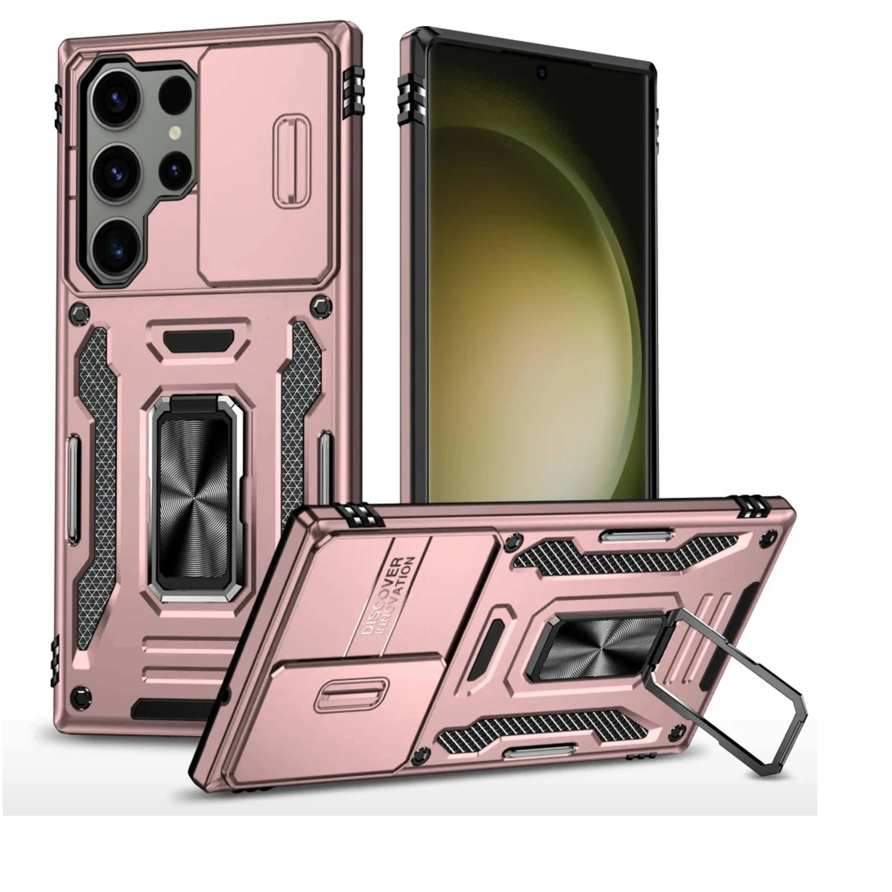 Front. Kitcheniva - Shockproof Magnetic Ring Stand Protective Phone Case With Lens Cover For Samsung S23 Ultra Rose Gold - Rose Gold.
