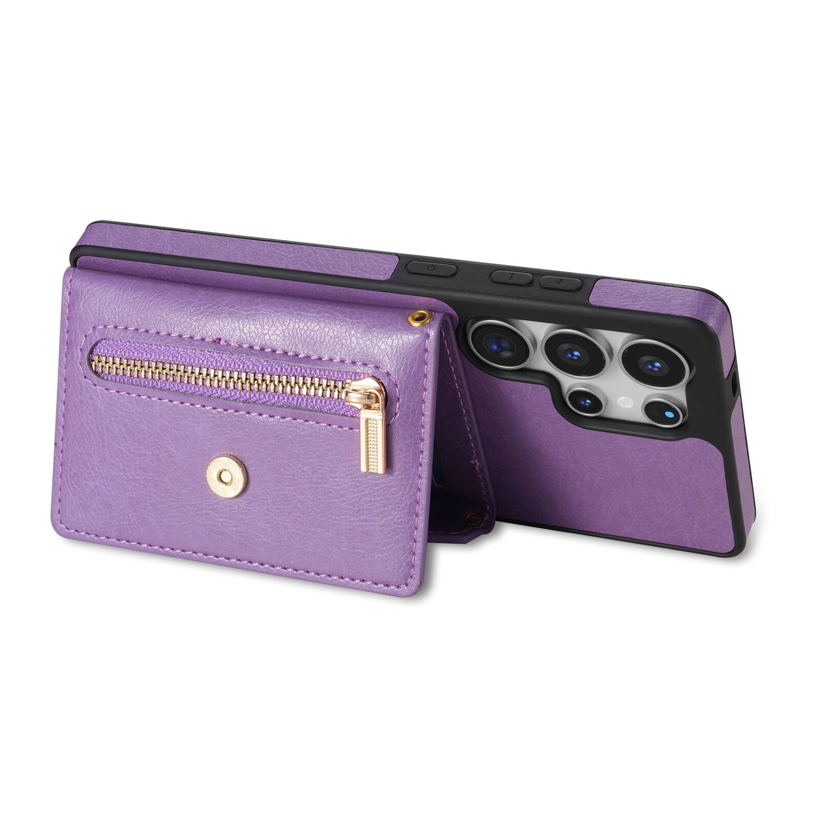 Alt View 1. Dteck - Crossbody Wallet Case for Samsung Galaxy S26 Ultra, Shockproof PU Leather Stand Cover with Zipper Pocket and Card Slots - Purple.