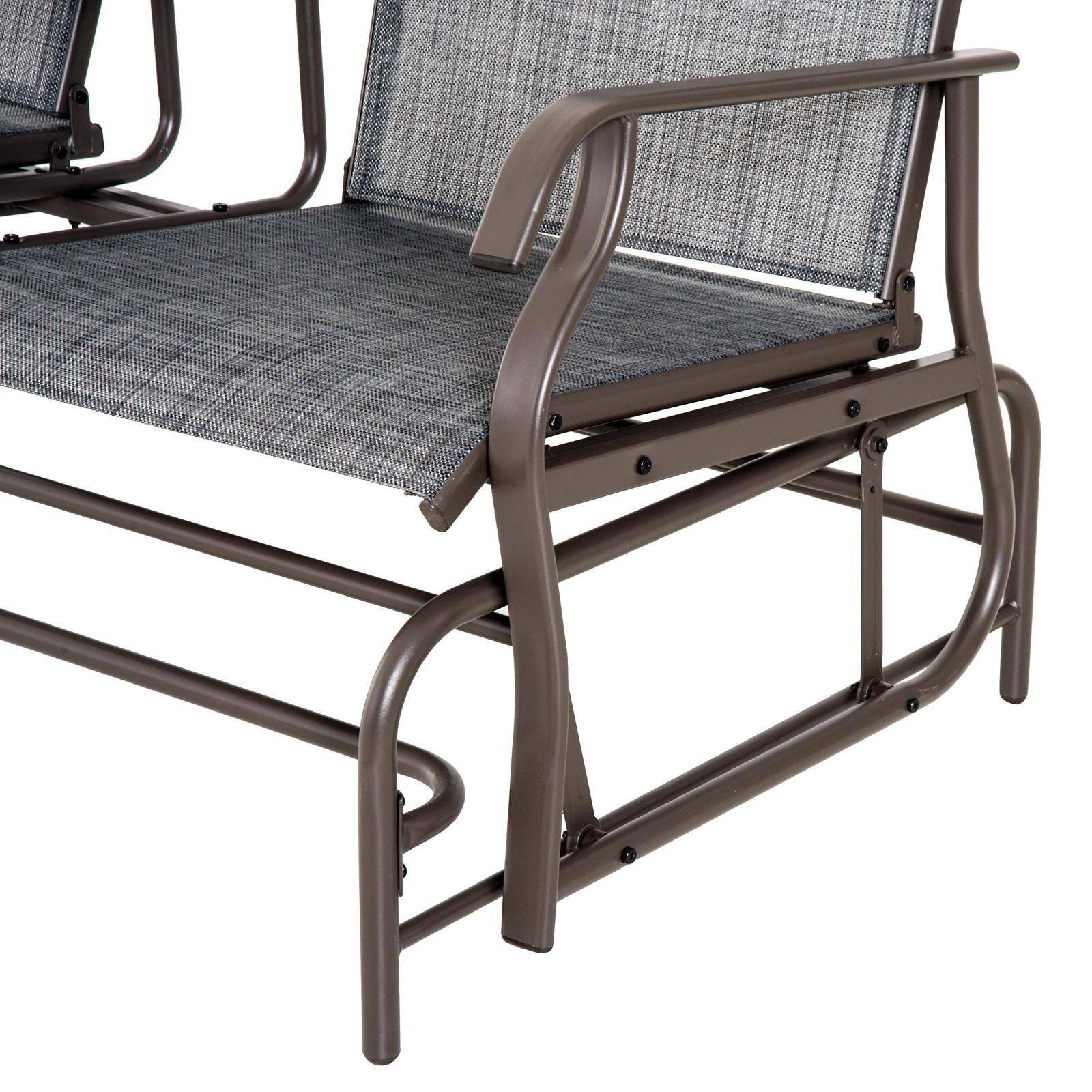 Alt View 8. Resenkos - Resenkos 2-Person Outdoor Swing Set, Central Table & Solo Seats, Comfortable Loveseat with Breathable Fabric, Gray - Gray.