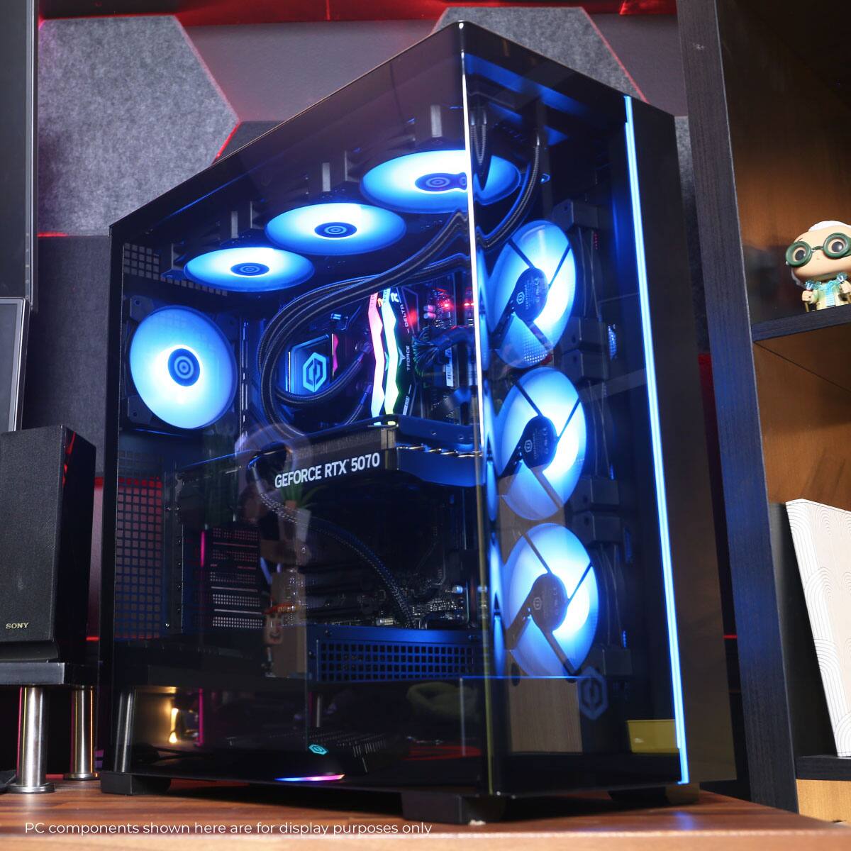 Sure, here is the corrected and grouped text:

---

**GEFORCE RTX 5070**

PC components shown here are for display purposes only

---

**SONY**