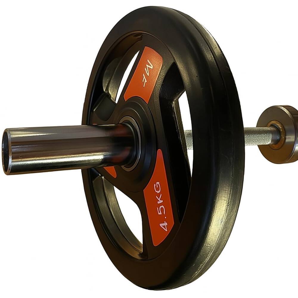 Alt View 5. Amber Sporting Goods - Tri-Grip Olympic Weight Plates Pair, Rubber Coated Cast Iron, 2-Inch Hole, Home Gym – 25lb - Black.