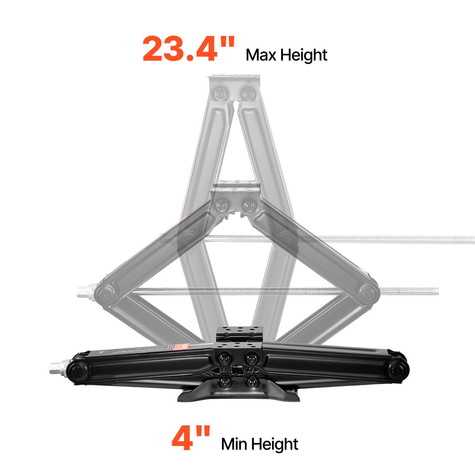 23.4" Max Height  
4" Min Height