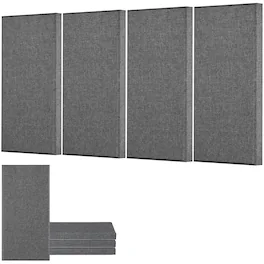 VEVOR - 4 PCS Acoustic Panels, 2 inch Thick 23.6 x 11.8 inch Fiberglass Sound Absorbing Panels, Self-adhesive Soundproof Wall - Gray