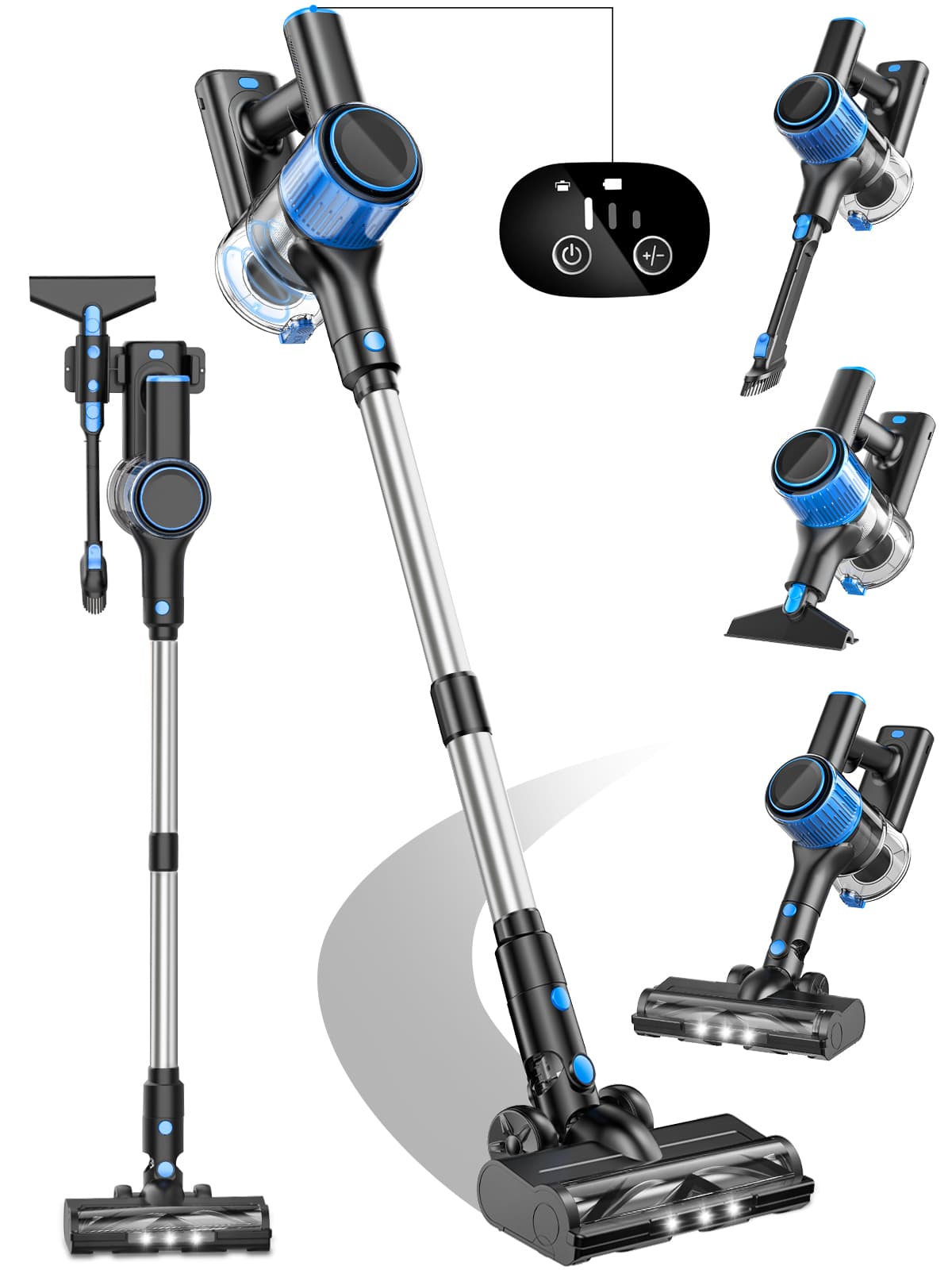 Jeremy Cass - 400W Handheld Vacuums with LED Display, Energy Saving, Low Noise, Lightweight & Effortless - Blue