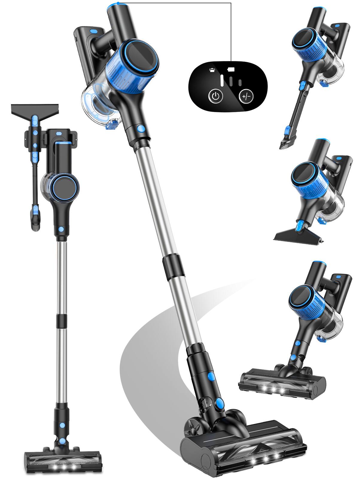 Front. Jeremy Cass - 400W Handheld Vacuums with LED Display, Energy Saving, Low Noise, Lightweight & Effortless - Blue.