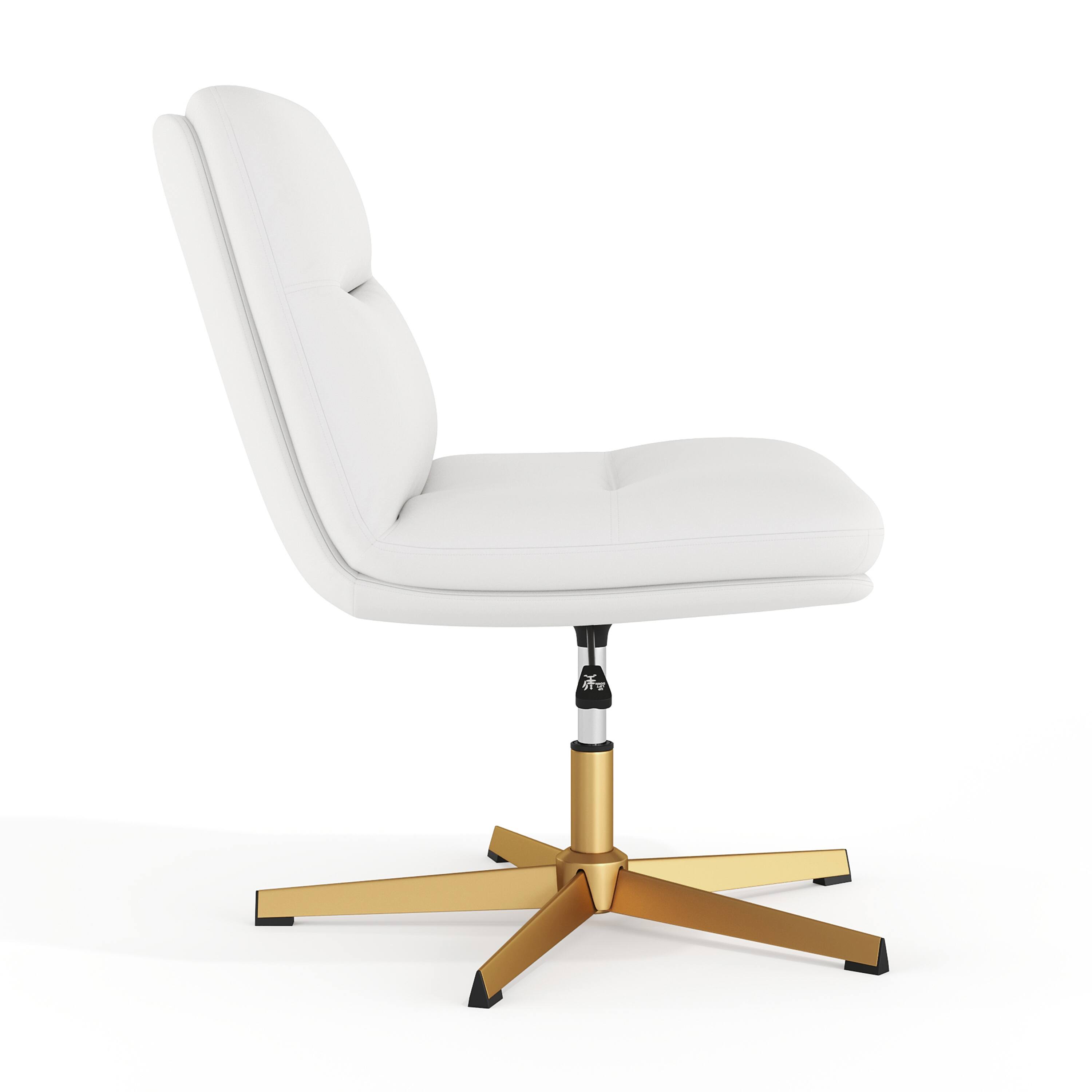 Left. Flash Furniture - Chloe Commercial Wide Mid-Back White Padded LeatherSoft Armless Stationary Task Office Chair with Adjustable Height, Swi - White.