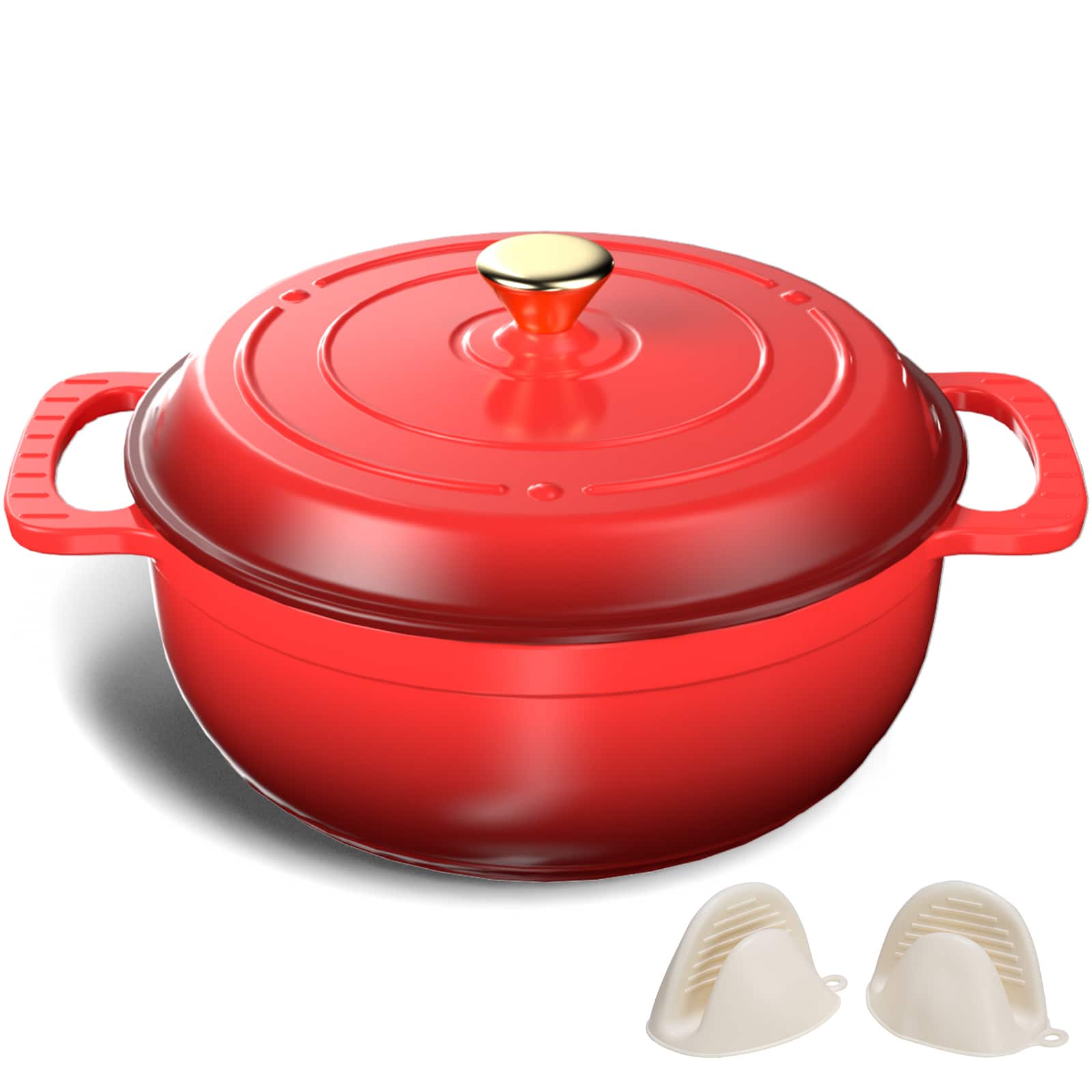 Front. Winado - 7.5QT Dutch Oven Enameled Cast Iron Bread Oven w/ Moisture-Lock Lid for Sourdough Baking & Cooking, Oven & Stovetop Safe - Red.
