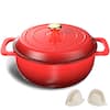 Front. Winado - 7.5QT Dutch Oven Enameled Cast Iron Bread Oven w/ Moisture-Lock Lid for Sourdough Baking & Cooking, Oven & Stovetop Safe - Red.