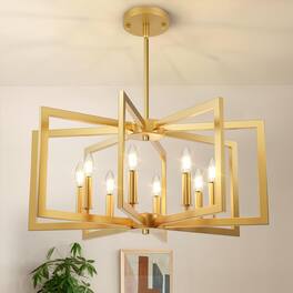 Nordic Hygge - 8-Light Chandelier, Farmhouse Dining Room Light Fixture, Modern Chandelier - Gold