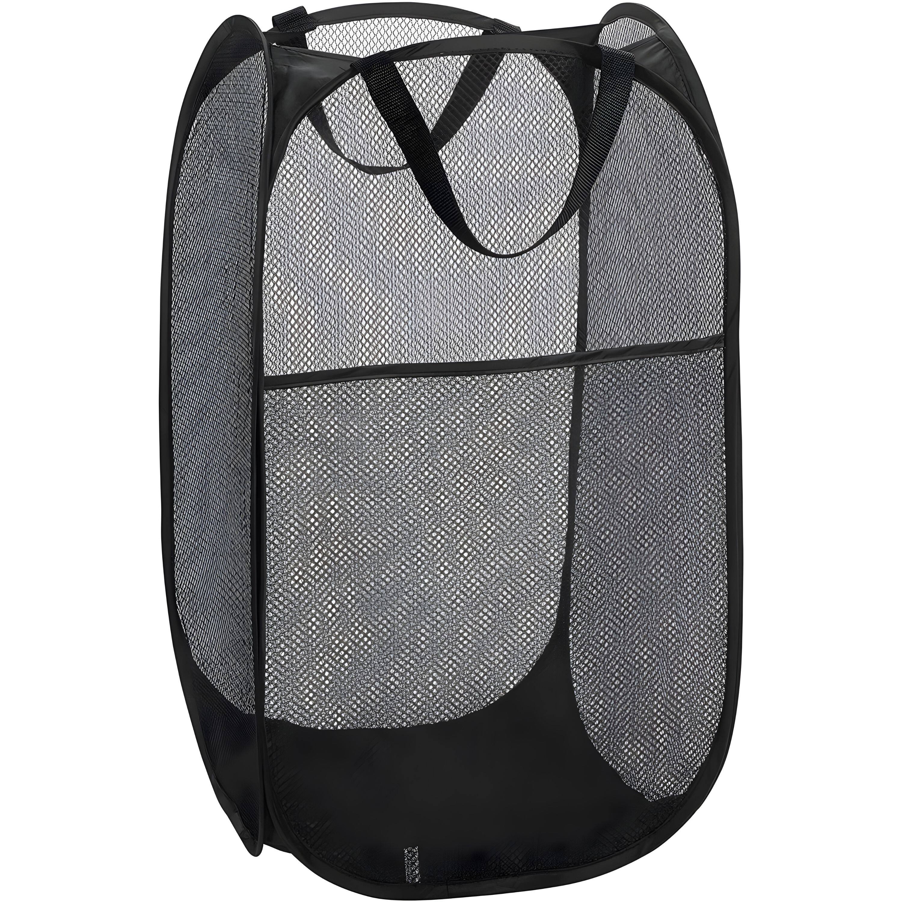 Front. Kitcheniva - Foldable Mesh Popup Laundry Hamper Black - Black.