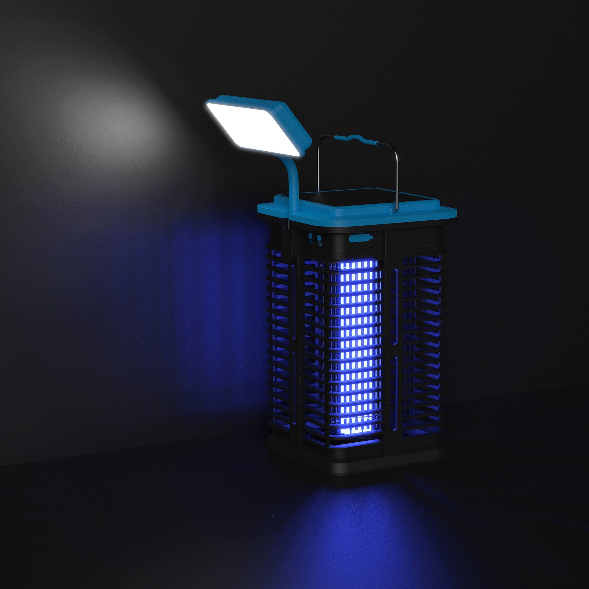 Alt View 4. Flowtron - Solar Bug Zapper 530 Sq Ft USB-C & Solar Rechargeable 4000mAh UV Insect Killer Lamp - Black.