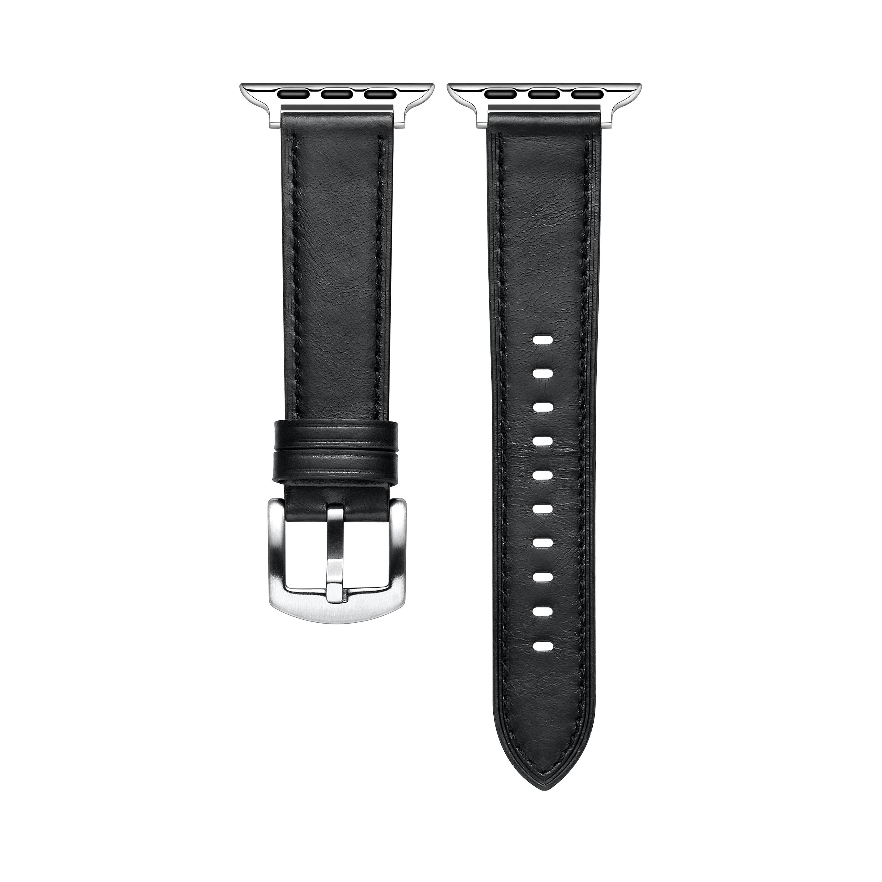 Left. Posh Tech - Drake Leather Band for Apple Watch - Black.