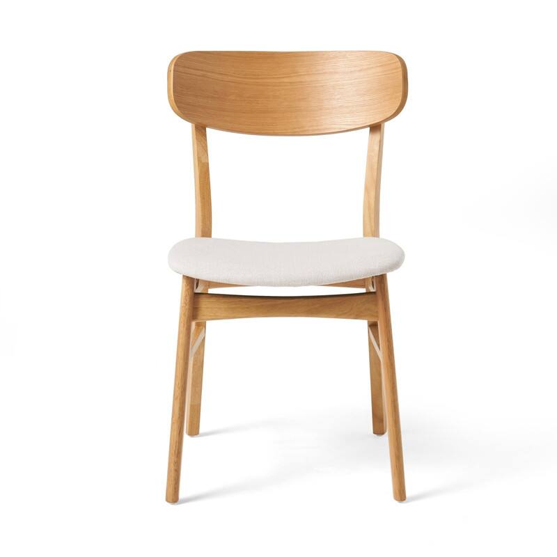 Alt View 3. HTUTWOO - Set of 2 Dining Chairs, Fabric Cushioned Seat & Solid Rubberwood Legs, Easy to Use, for Dining Room, Kitchen, Family - Beige.