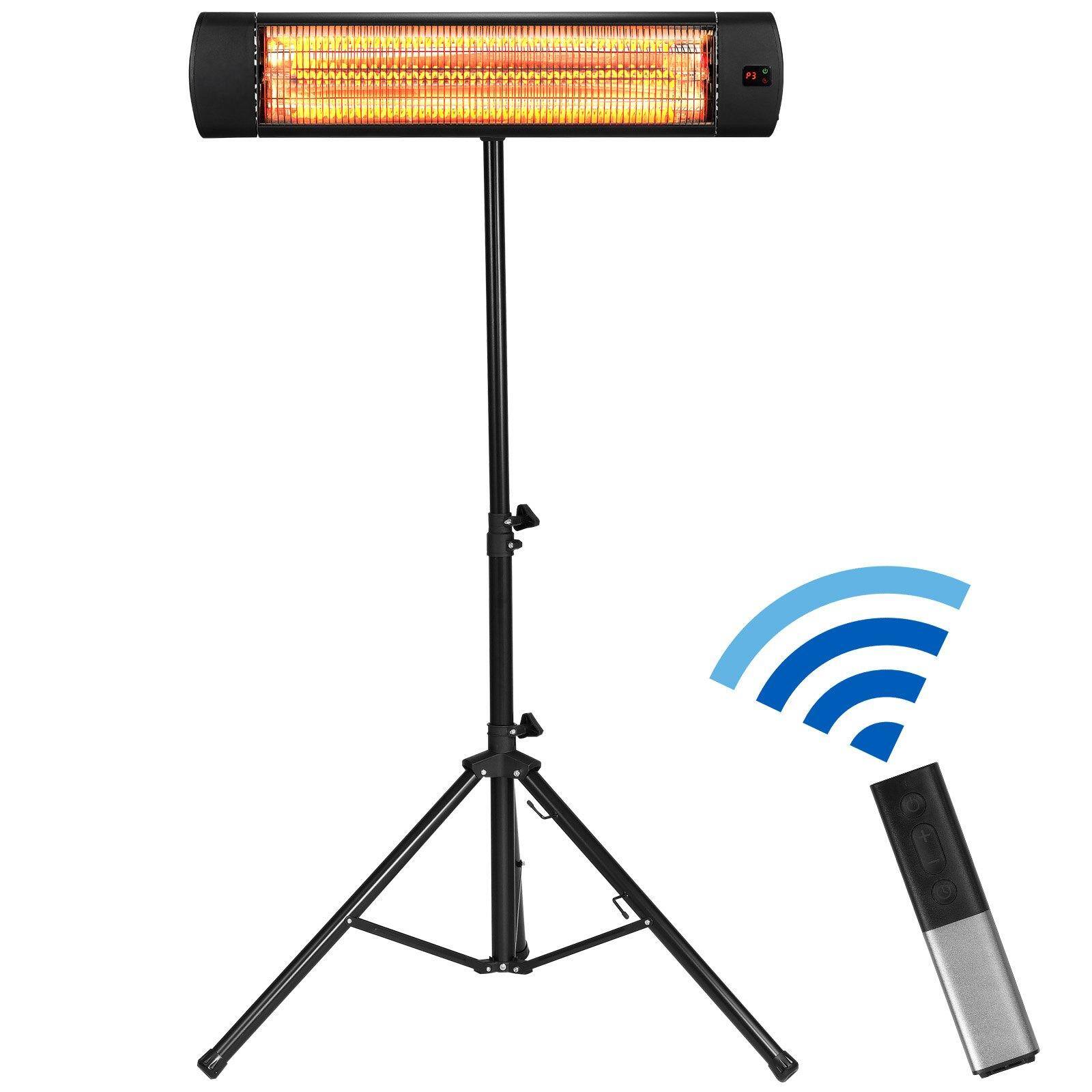 Front. Glintex - Electric Space Heaters 1500W Infrared Patio Heater LED Display Remote Control 3 Speeds Timer Wall or Ceiling Mount Stand - Black.