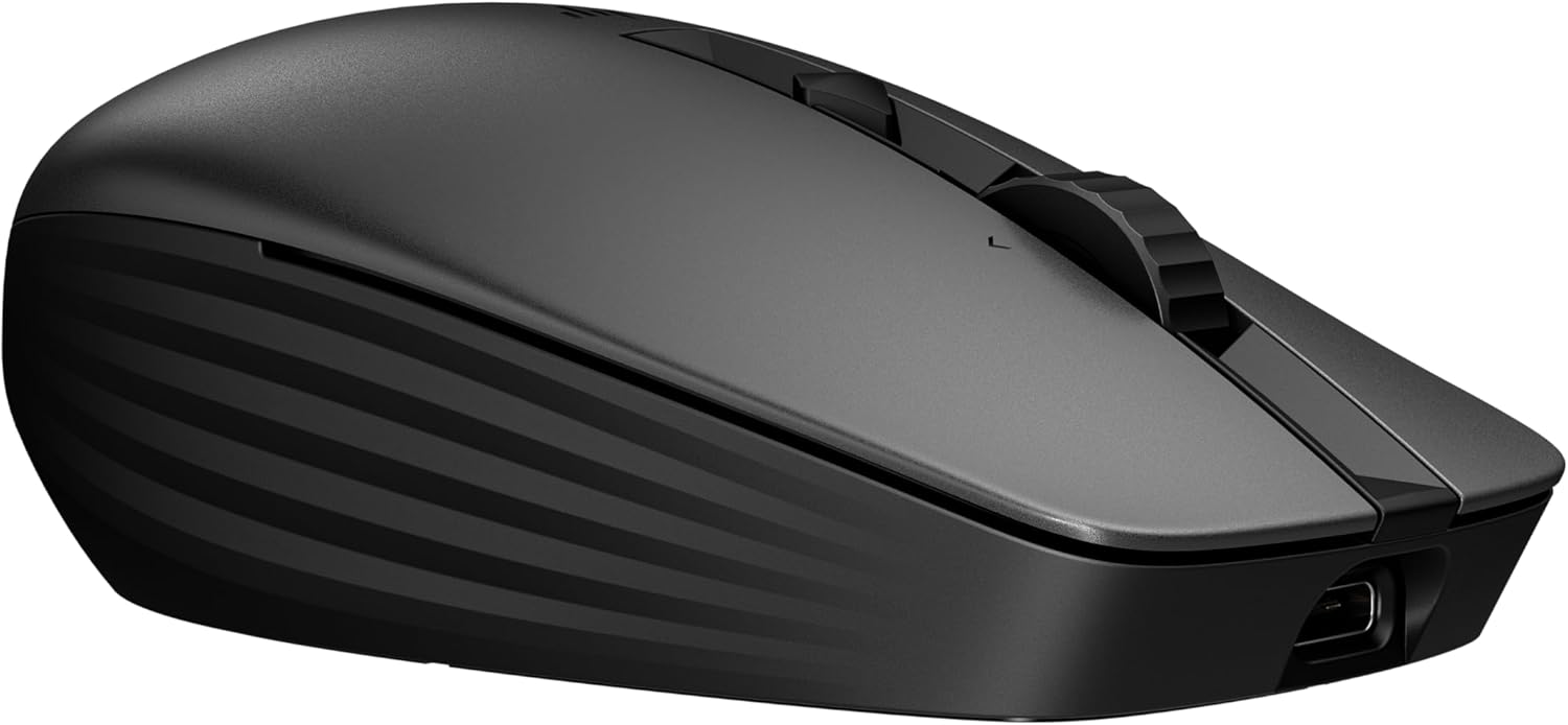 Angle. HP - HP 710 Rechargeable Silent Mouse - for Computer or Laptop, Type USB-C Batteries - Multi-OS/Device Compatible - Bluetooth - Black.