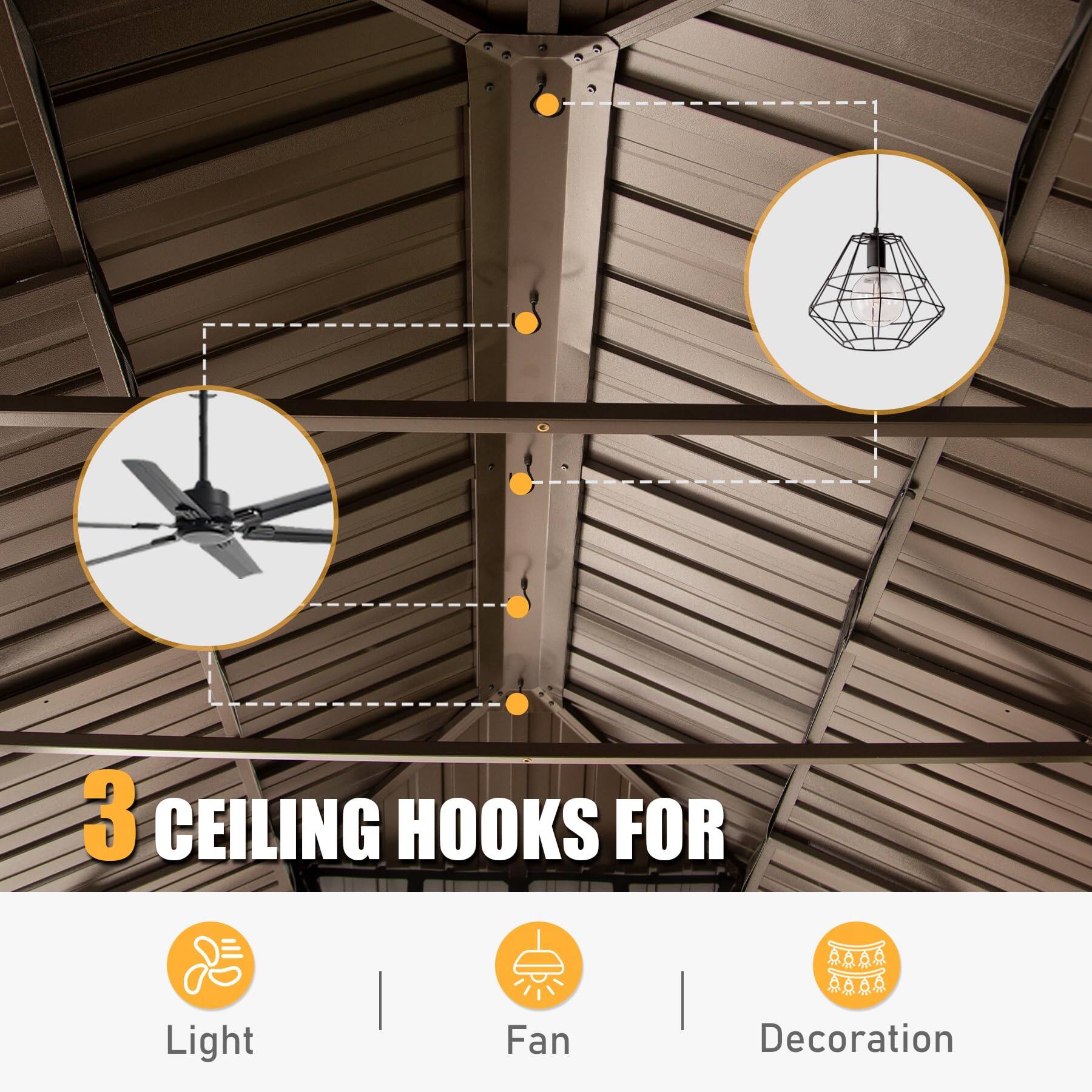 3 CEILING HOOKS FOR Light, Fan, Decoration