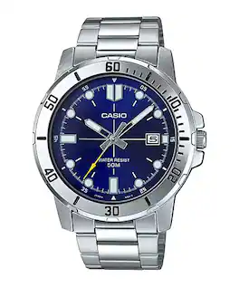 Casio - Men’s Watch with Blue Dial - MTP-VD01D-2EVUDF - Silver