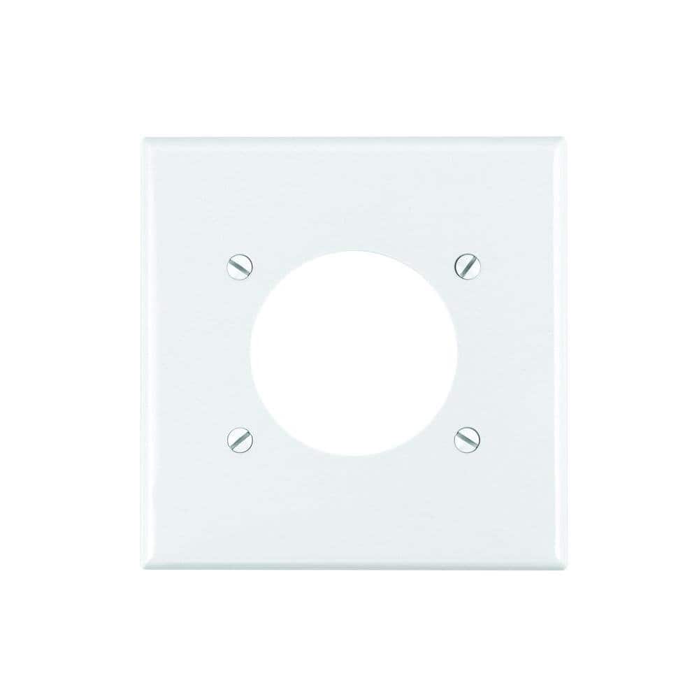 Leviton - R52-80726-00W 80726-W 2-Gang Flush Mount 2.15-Inch Diameter Device Receptacle Wallplate - White