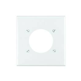 Leviton - R52-80726-00W 80726-W 2-Gang Flush Mount 2.15-Inch Diameter Device Receptacle Wallplate - White