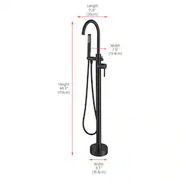 Elegant Kitchen and Bath - Steven Floor Mounted Roman Tub Faucet with Handshower - Matte Black