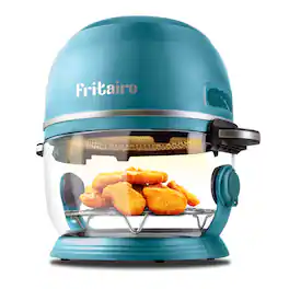Fritaire - Non-Toxic Air Fryer - Glass Air Fryer, 5qt, Teflon-Free, PFOA- Free, w/ Accessories - Rotisserie and Tumbling Basket - Sage Green