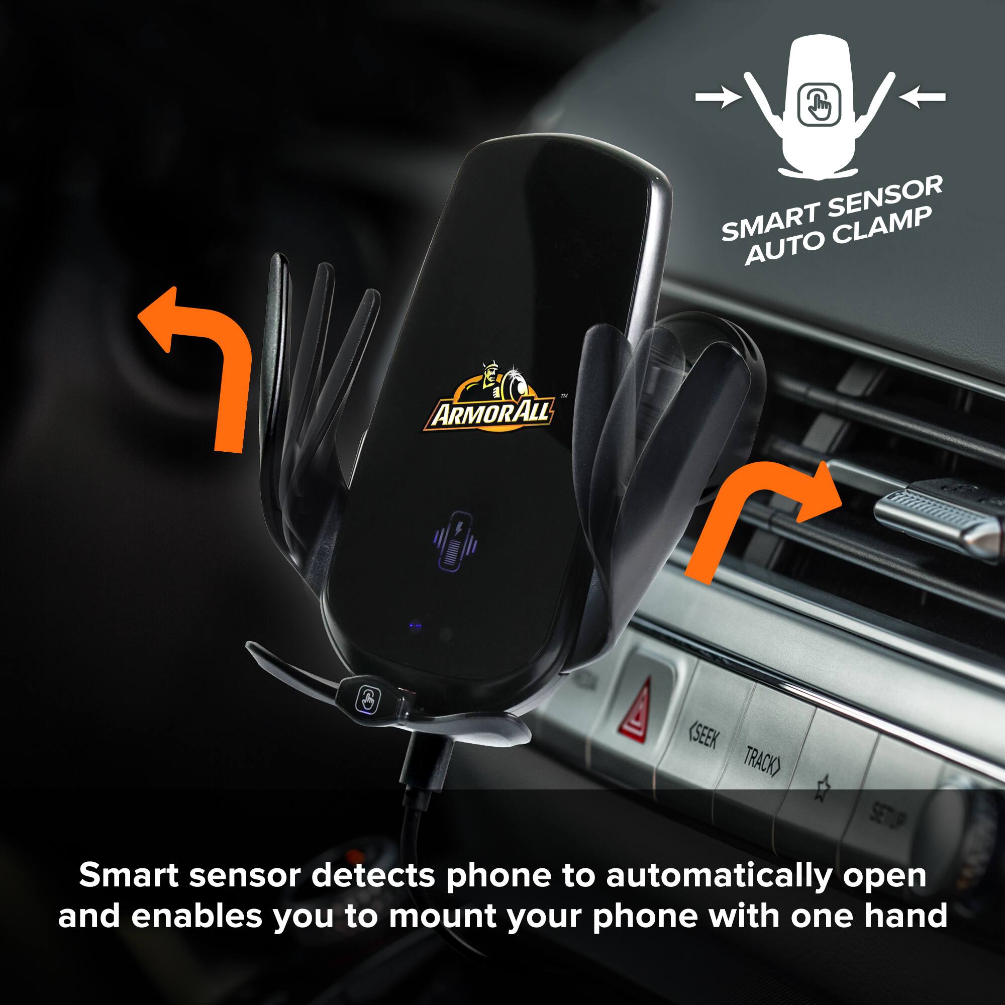 G SENSOR SMART CLAMP AUTO E 5 ARMORALL

Smart sensor detects phone to automatically open and enables you to mount your phone with one hand
