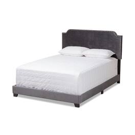 Baxton Studio - Darcy Luxe and Glamour Velvet Upholstered Bed - Dark Gray