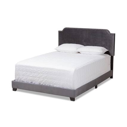 Front. Baxton Studio - Darcy Luxe and Glamour Velvet Upholstered Bed - Dark Grey.