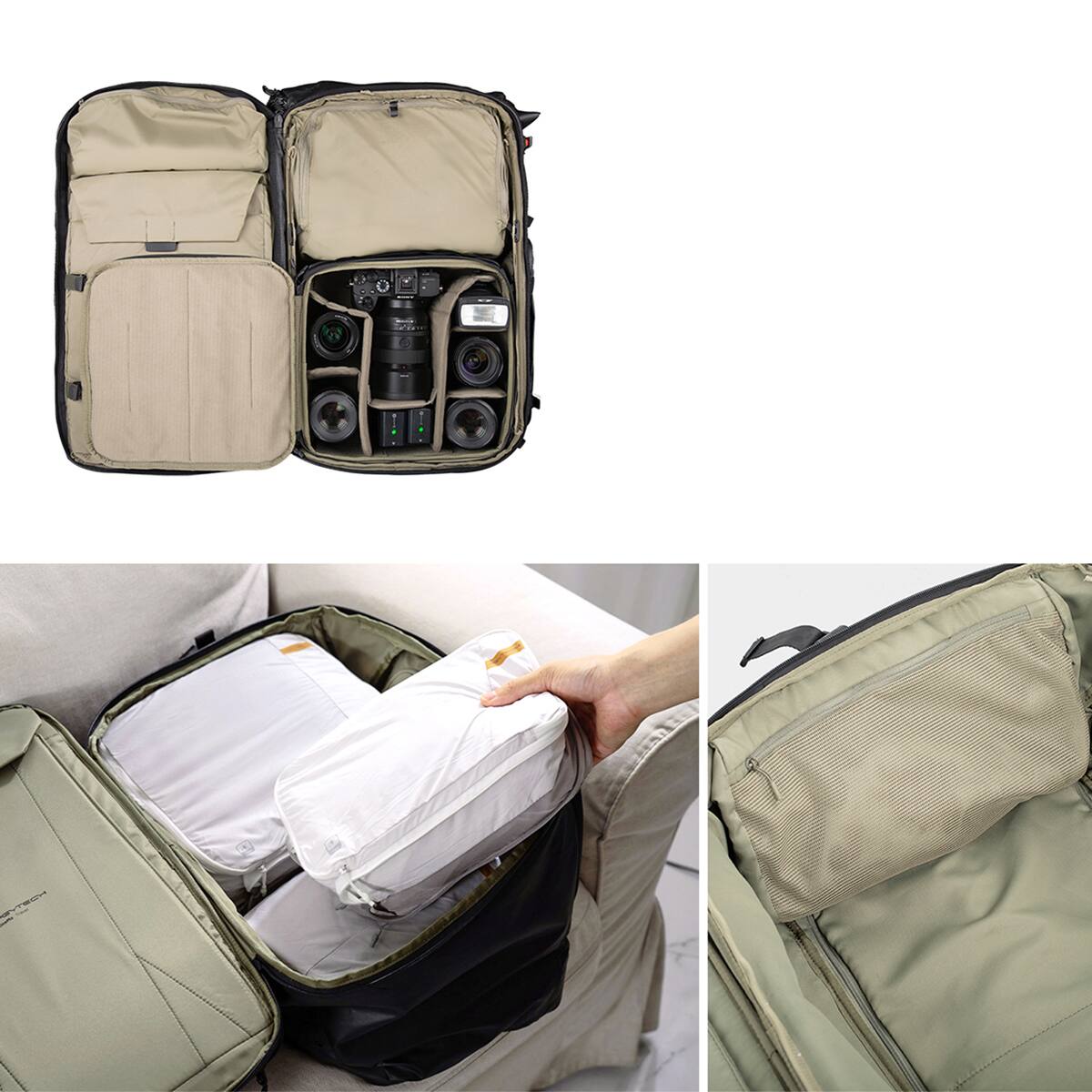 Alt View 4. PGYTECH - PGYTECH OneMo 35L Travel Backpack - Olive Green.