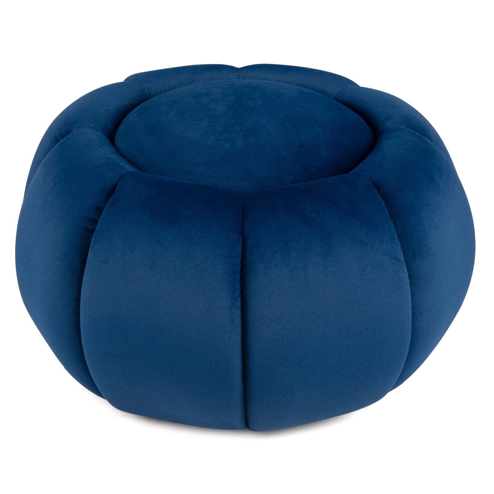 Alt View 6. Costway - Costway Pumpkin Ottoman with Hidden Storage Removable Lid Velvet Fabric Anti-slip Foot Pads - Blue.